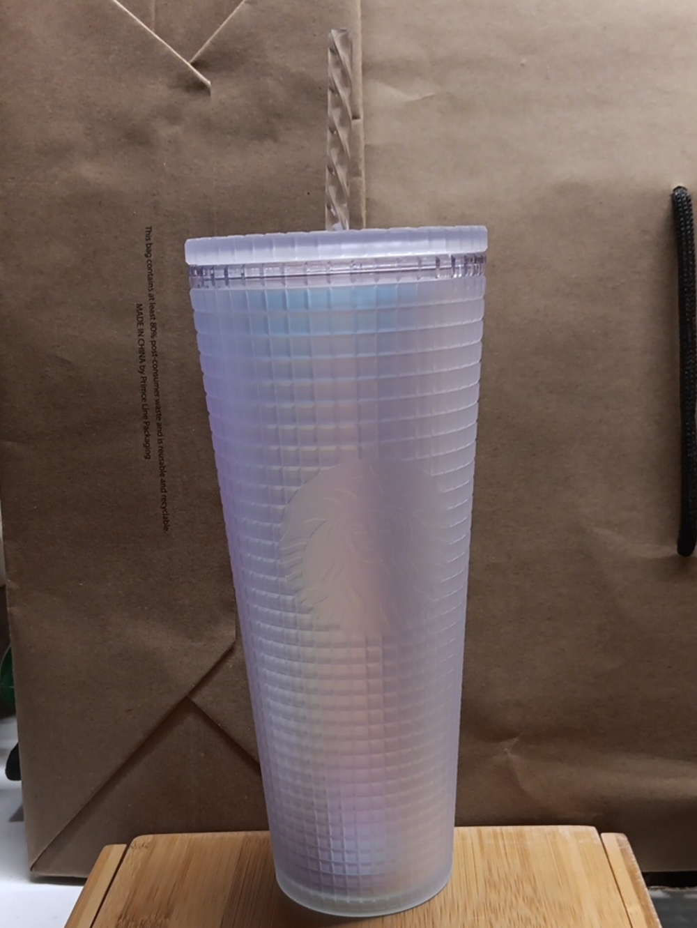 Starbucks Iridescent Unicorn Grid Venti With Straw NWT